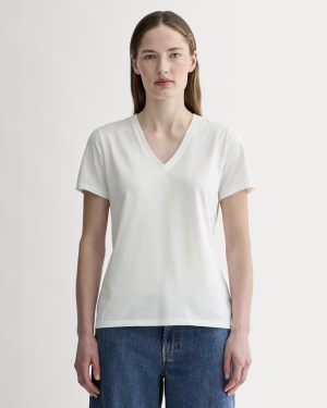 The Slim V-Neck Tee in Essential Cotton | White