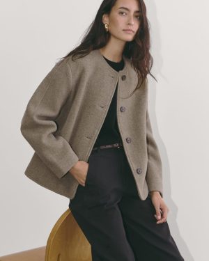 The Cocoon Coat in Wool | Taupe
