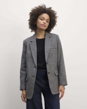 The Oversized Blazer in Wool | Gray Houndstooth