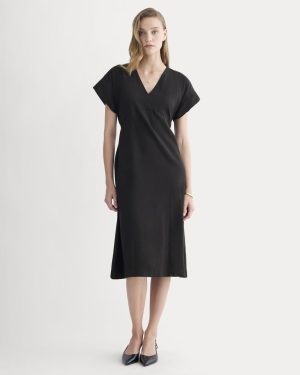 The Tie-Back Dress in Stretch Linen | Black