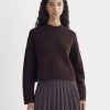 Cropped Boxy Crew in Luxe Merino | Heathered Winetasting
