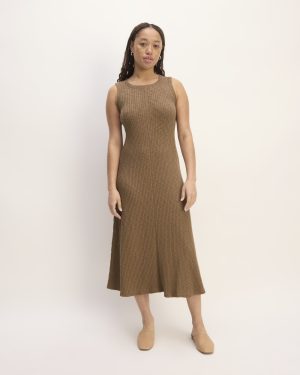 The Rib-Knit A-Line Tank Dress | Carob Brown