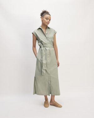 The Supima® Cotton Short-Sleeve Shirt Dress | Sage Green